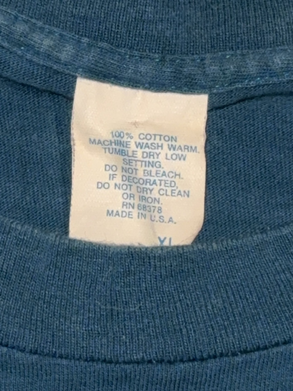 VINTAGE 100% COTTON BLUE SHORT SLEEVE T-SHIRT UNISEX SIZE XL